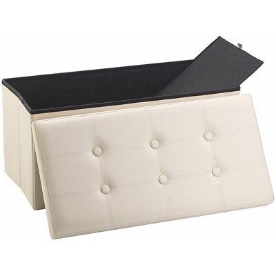Infactory - Siège Pliable Cuir 80L Beige - Beige - Storage ottoman - Publicité Infactory - Siège Pliable Cuir 80L Beige - Beige - Storage ottoman - Publicité