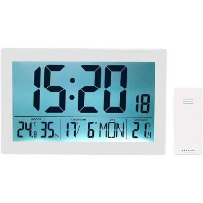 Horloge radio blanche Infactory - Thermo-hygromètre & Capteur extérieur - Publicité Horloge radio blanche Infactory - Thermo-hygromètre & Capteur extérieur - Publicité