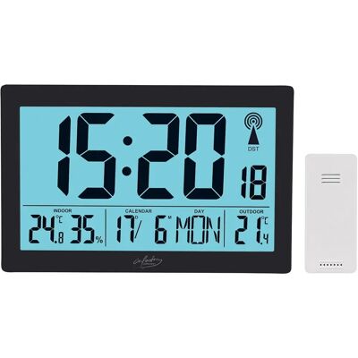 Infactory Horloge radio-pilotée avec thermo-hygromètre - Noir - Publicité Infactory Horloge radio-pilotée avec thermo-hygromètre - Noir - Publicité