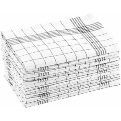 Rosenstein & Söhne - 12 Torchons À Carreaux En Coton - Gris 50x70 cm - Lot de 12 - Torchons de cuisine - Publicité Rosenstein & Söhne - 12 Torchons À Carreaux En Coton - Gris 50x70 cm - Lot de 12 - Torchons de cuisine - Publicité