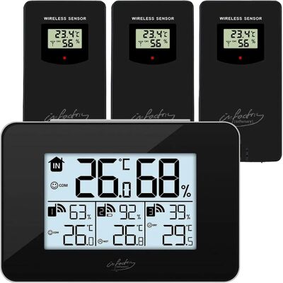 Infactory - Fws-450 - 3 capteurs externes - Station météo - Publicité Infactory - Fws-450 - 3 capteurs externes - Station météo - Publicité