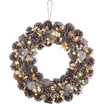 Infactory - Couronne De Noël Lumineuse - Ø44 cm - Reflets Beiges - Decorative wreath - Publicité Infactory - Couronne De Noël Lumineuse - Ø44 cm - Reflets Beiges - Decorative wreath - Publicité