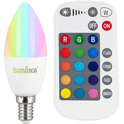 Luminea - LED Candle E14 RGB - 470 lm - Télécommande - Ampoule LED - Publicité Luminea - LED Candle E14 RGB - 470 lm - Télécommande - Ampoule LED - Publicité