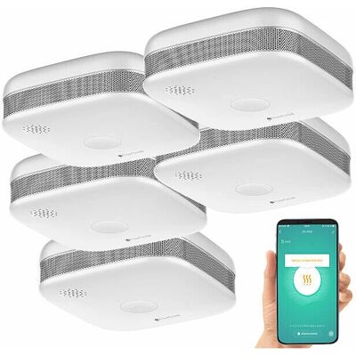 Détecteurs de Fumée Sans Fil Visortech Rwm-190.App - Ensemble de 5 - Publicité Détecteurs de Fumée Sans Fil Visortech Rwm-190.App - Ensemble de 5 - Publicité