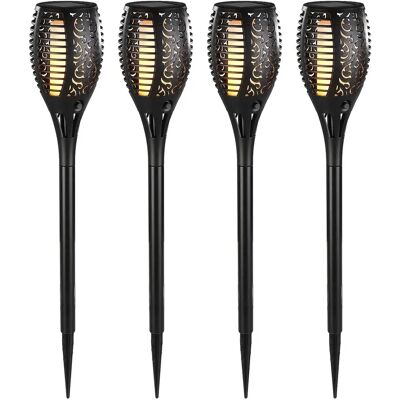 Lunartec Torches de jardin solaires - 58cm Ensemble de 4 - Publicité Lunartec Torches de jardin solaires - 58cm Ensemble de 4 - Publicité