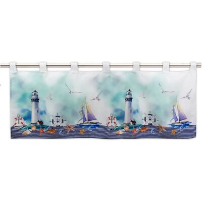 DELINDO LIFESTYLE Leuchtturm Blaue Gardine - Gardine DELINDO LIFESTYLE Leuchtturm Blaue Gardine - Gardine
