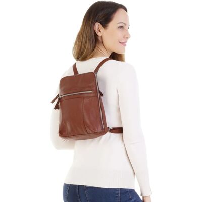BETTY BARCLAY Leder Rucksack - Klassisch, Cognac, 30x27x9cm BETTY BARCLAY Leder Rucksack - Klassisch, Cognac, 30x27x9cm