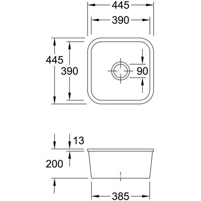 Villeroy & Boch - Unterbau-Spüle - 50cm, Graphit, CeramicPlus Villeroy & Boch - Unterbau-Spüle - 50cm, Graphit, CeramicPlus
