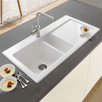Villeroy & Boch Subway 60 Graphit Keramikspüle - 1,5 Becken, Manuell Ablauf Villeroy & Boch Subway 60 Graphit Keramikspüle - 1,5 Becken, Manuell Ablauf