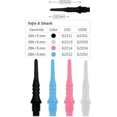 Pointes BULLS Tefo-X Shark 22.4mm 2BA - Pointe de fléchettes - Publicité Pointes BULLS Tefo-X Shark 22.4mm 2BA - Pointe de fléchettes - Publicité