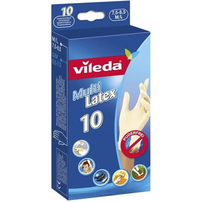 Vileda kertakäyttöiset lateksihanskat - 10 kappaletta - M/L - Valkoinen Vileda kertakäyttöiset lateksihanskat - 10 kappaletta - M/L - Valkoinen
