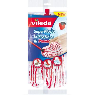 Vileda SuperMocio Testa in microfibra e Power - Microfibra, Multicolore, 7x Vileda SuperMocio Testa in microfibra e Power - Microfibra, Multicolore, 7x