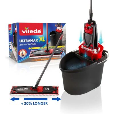Vileda Ultramax XL Mikrofiber Gulvvaskesystem - Stor, Rød & Sort Vileda Ultramax XL Mikrofiber Gulvvaskesystem - Stor, Rød & Sort