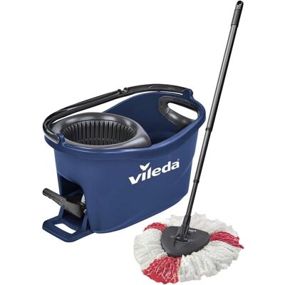 Vileda Microfiber and Power Fiber Mop Set - EasyWring & Clean - Blue - Mop and Bucket Set Vileda Microfiber and Power Fiber Mop Set - EasyWring & Clean - Blue - Mop and Bucket Set