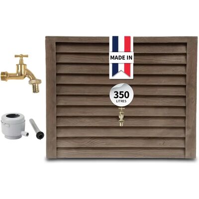 Réservoir d'eau de pluie Garantia - 350L Design bois rustique - Publicité Réservoir d'eau de pluie Garantia - 350L Design bois rustique - Publicité