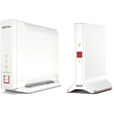 Conjunto Wi-Fi Mesh AVM Fritz! 4060 + 3000 AX - Tri-banda, 6000 Mbps, 2 unidades Conjunto Wi-Fi Mesh AVM Fritz! 4060 + 3000 AX - Tri-banda, 6000 Mbps, 2 unidades