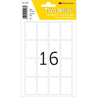 TOPSTICK - Etiquetas Multiusos - Fehér - 25x40 mm - Labels TOPSTICK - Etiquetas Multiusos - Fehér - 25x40 mm - Labels