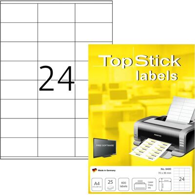 Topstick Mehrzwecketiketten 600 Stk - Laser & Tintenstrahl - 70x36 mm Topstick Mehrzwecketiketten 600 Stk - Laser & Tintenstrahl - 70x36 mm