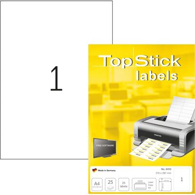 Étiquettes Blanches A4 TopStick de Haute Qualité - Laser & Inkjet Étiquettes Blanches A4 TopStick de Haute Qualité - Laser & Inkjet