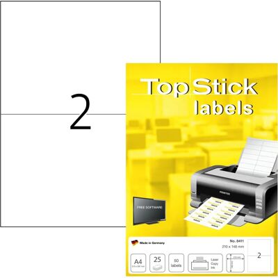 TOPSTICK Weiße Multi-Purpose Etiketten - 210x148mm - 50 Etiketten TOPSTICK Weiße Multi-Purpose Etiketten - 210x148mm - 50 Etiketten