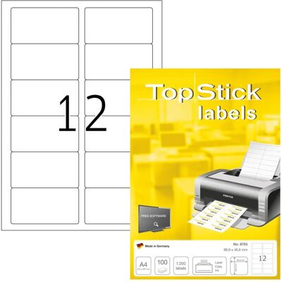 Etykiety papierowe TopStick - 88,9x46,6mm - 1200 etykiet Etykiety papierowe TopStick - 88,9x46,6mm - 1200 etykiet