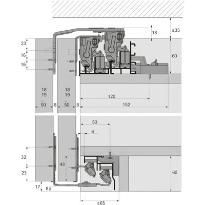 Hettich - Conjunto de perfiles TopLine XL - 4000mm - Plata Hettich - Conjunto de perfiles TopLine XL - 4000mm - Plata