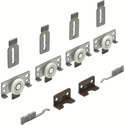 Set de herrajes para puertas correderas Hettich - 40kg - Aluminio Set de herrajes para puertas correderas Hettich - 40kg - Aluminio