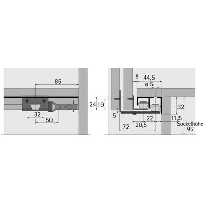 Hettich - Perfil guía para puerta inferior STB 11 Alu. negro - 6000mm Hettich - Perfil guía para puerta inferior STB 11 Alu. negro - 6000mm