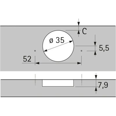 Cerniera sottile Sensys Hettich - Nichel, 110°, Smorzamento - Tipo di mobile Cerniera sottile Sensys Hettich - Nichel, 110°, Smorzamento - Tipo di mobile