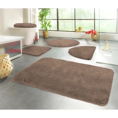 Kinzer Chaozhou Badteppich - Mikrofaser, Braun, Rund 90cm, Weich, Rutschfest - Badmatte Kinzer Chaozhou Badteppich - Mikrofaser, Braun, Rund 90cm, Weich, Rutschfest - Badmatte