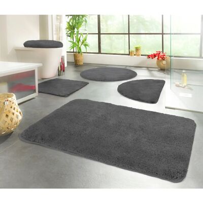 KINZLER Chaozhou 2-tlg. Badematten Set, Grau, Polyester, Rutschfest KINZLER Chaozhou 2-tlg. Badematten Set, Grau, Polyester, Rutschfest