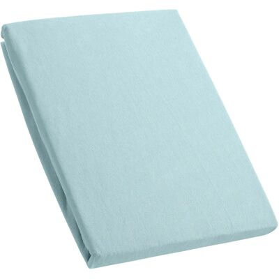 KUM Premium Jersey Spannbetttuch - Baumwolle, Blau, 140-160x200cm KUM Premium Jersey Spannbetttuch - Baumwolle, Blau, 140-160x200cm