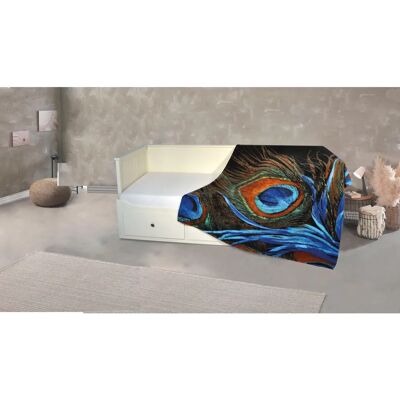 KINZLER Mikrofaser Fotodruck Pfau Wohndecke KINZLER Mikrofaser Fotodruck Pfau Wohndecke