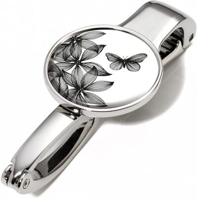 TROIKA - BGH03-A152 - Schwarz - Blumen - Taschenhakenclip TROIKA - BGH03-A152 - Schwarz - Blumen - Taschenhakenclip