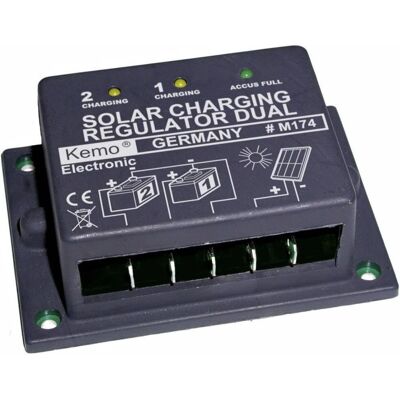 Kemo M174 Dubbla Solcellsregulator - 12V 16A Kemo M174 Dubbla Solcellsregulator - 12V 16A