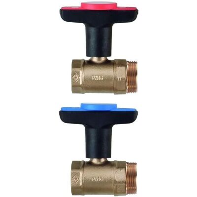 Heimeier Anschlussset - Globo Kugelhähne DN 20 - Rot/Blau - 3/4" Gewinde - Verbindungssatz Heimeier Anschlussset - Globo Kugelhähne DN 20 - Rot/Blau - 3/4" Gewinde - Verbindungssatz