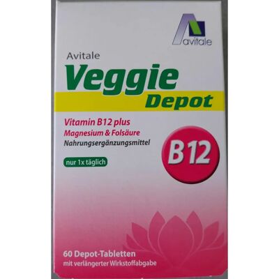 Avitale Veggie Depot Vitamín B12 Hořčík Folsáta - Doplněk stravy Tablety Avitale Veggie Depot Vitamín B12 Hořčík Folsáta - Doplněk stravy Tablety