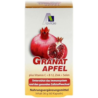 Avitale Granatapfel 500mg plus Vit.C+B12+Zink+Selen Kapseln - Nahrungsergänzungsmittel Avitale Granatapfel 500mg plus Vit.C+B12+Zink+Selen Kapseln - Nahrungsergänzungsmittel
