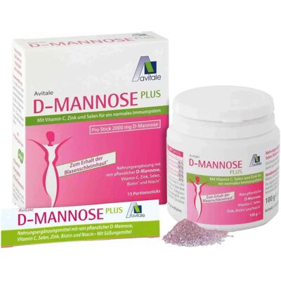 Avitale D-Mannose Plus - Unterstützung für die Blase, 15 Sticks & 100 g Pulver Avitale D-Mannose Plus - Unterstützung für die Blase, 15 Sticks & 100 g Pulver