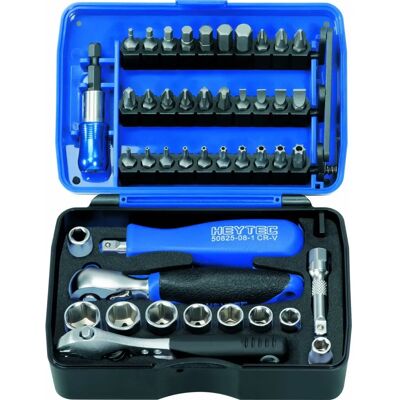 Heytec 44-tlg. Steckschlüssel- und Bits-Set - Ratsche, Verlängerungen, Adapter Heytec 44-tlg. Steckschlüssel- und Bits-Set - Ratsche, Verlängerungen, Adapter