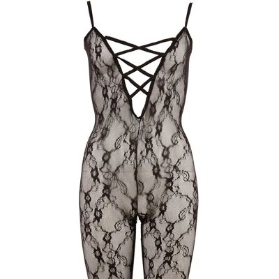 XQSE Black Lace Catsuit Deep V Open Crotch - Catsuit XQSE Black Lace Catsuit Deep V Open Crotch - Catsuit