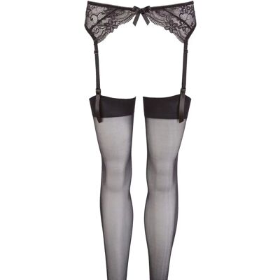 COTTELLI COLLECTION Blonde Strømpebånd - Sort COTTELLI COLLECTION Blonde Strømpebånd - Sort