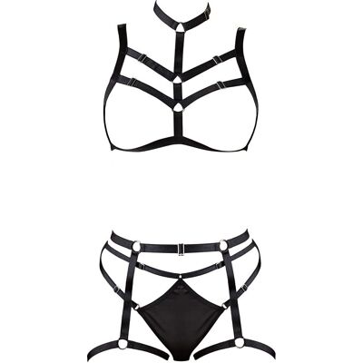 Ensemble harnais noir Cottelli - Lingerie bondage réglable - S-L Ensemble harnais noir Cottelli - Lingerie bondage réglable - S-L