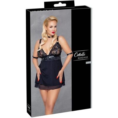 Babydoll in pizzo nero con manette - Set di lingerie Babydoll in pizzo nero con manette - Set di lingerie