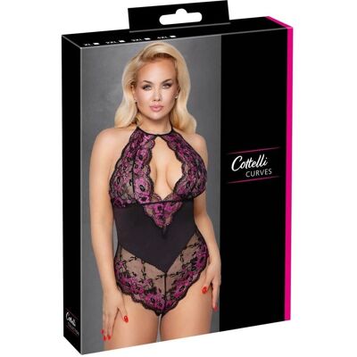 Cottelli Collection Body Kukkakuvio pitsi Musta Violetti - Body Cottelli Collection Body Kukkakuvio pitsi Musta Violetti - Body