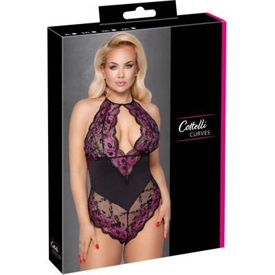 Cottelli Collection Body floral lace - Musta ja Violetti - XXXL - Body Cottelli Collection Body floral lace - Musta ja Violetti - XXXL - Body