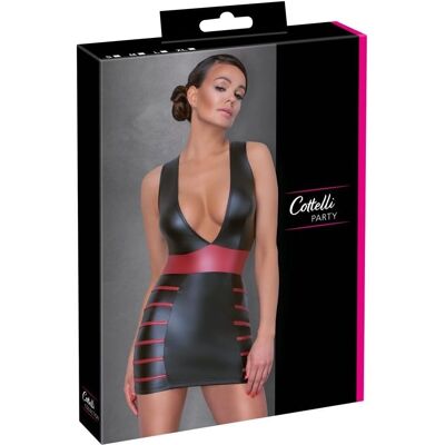 Cottelli Collection Schwarzes Rotes Matt Lederlook Kleid - XL-42 Cottelli Collection Schwarzes Rotes Matt Lederlook Kleid - XL-42
