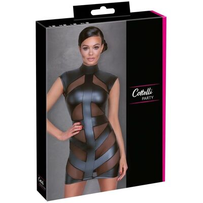 Robe moulante en maille et faux cuir noir de Cottelli Collection - S-XL Robe moulante en maille et faux cuir noir de Cottelli Collection - S-XL