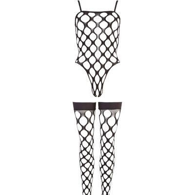 NO:XQSE Bodystocking en Maille Noire avec Bas - Body & Stockings NO:XQSE Bodystocking en Maille Noire avec Bas - Body & Stockings