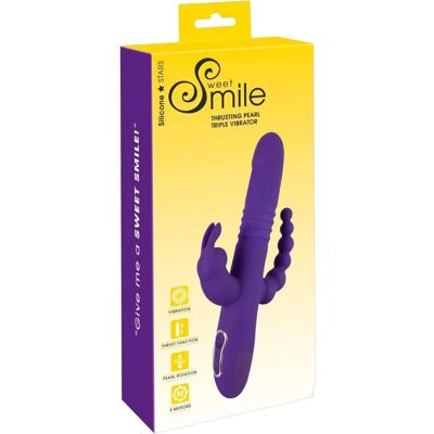 Sweet Smile Thrusting Pearl Triple Vibrator - Vesitiivis, Uudelleenladattava, Klitoris & Anus Sweet Smile Thrusting Pearl Triple Vibrator - Vesitiivis, Uudelleenladattava, Klitoris & Anus